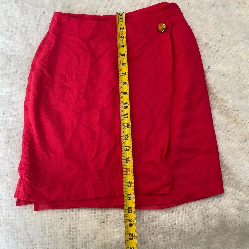Vtg 80s Evan Picone Hot Pink Mini Skirt Lined Wrap Detail Size XS Preppy